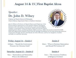 DR. JOHN D. WILSEY –  FIRST BAPTIST ALCOA AUG&nbsp;14-15